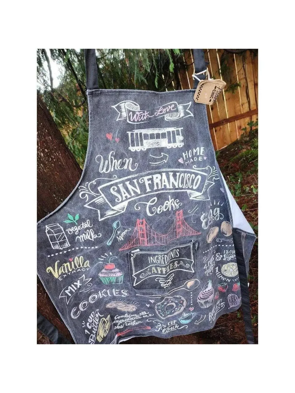 San Francisco Chalkboard Style Apron with Baking Recipe Design